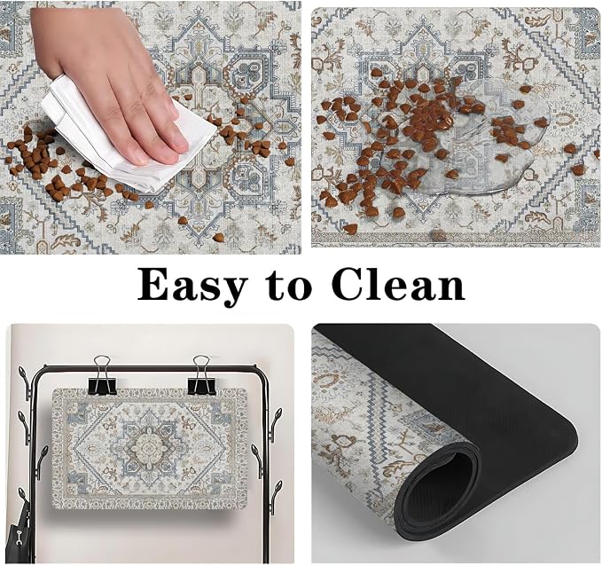 Dog Food Mats for Floors, Absorbent and Quick-Drying Pet Cat Food Mat, - Image 4