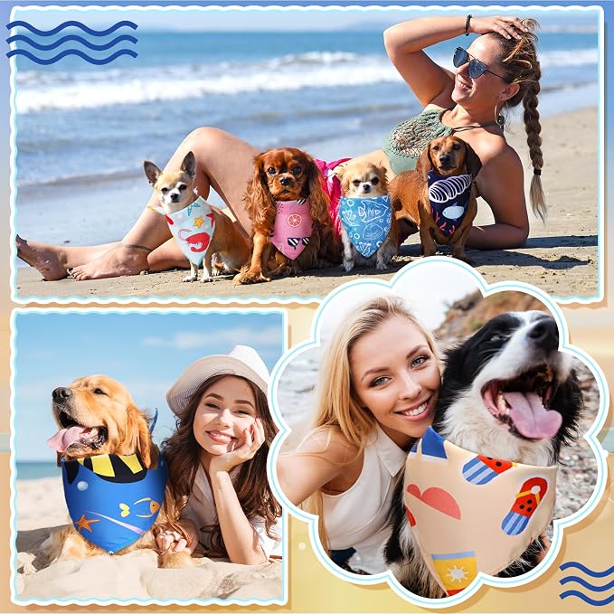 100 Pcs Ocean Dog Bandanas Bulk Pet Bibs Colorful Triangle Pet Ocean Scarf - Image 6