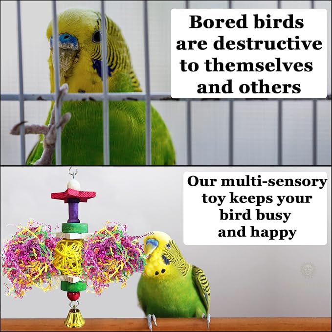 SunGrow Parakeet Toy, Brightly Colored Hanging Toy Made of Rattan, Wood and - Image 4