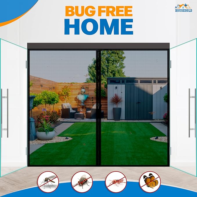Magnetic Closure Screen Door for 62"x81" French Door Sliding Door Pet and Dog - Image 4