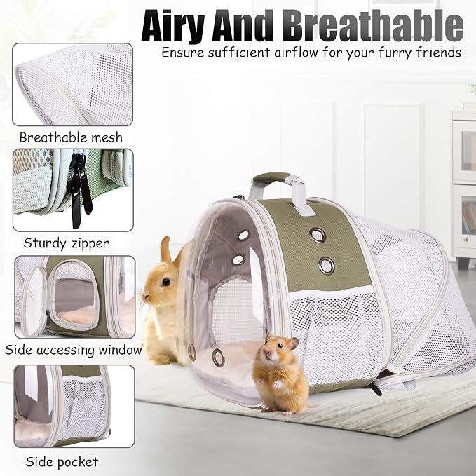 Back Expandable Backpack for Small Animals, Portable Travel Bag Breathable Pet - Image 3
