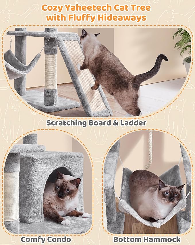 Yaheetech Cat Tree Cat Tower, 63in Multi-Level Kitten Tree - Image 4