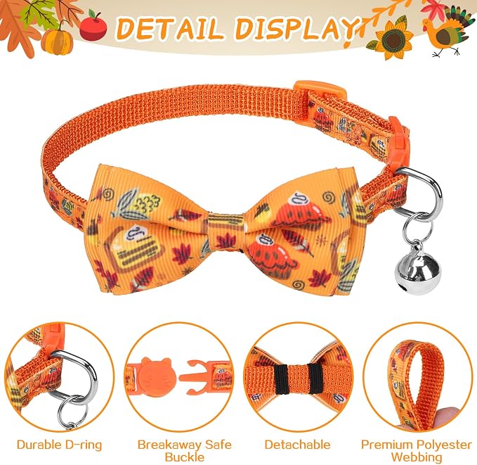 SCENEREAL Thanksgiving Cat Collar Breakaway, 3 Pack Kitten Collars - Image 3