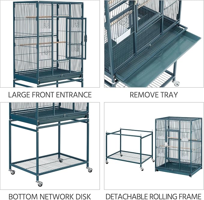 Yaheetech 54inch Metal Large Parrot Parakeet Flight Bird Cage w/Rolling Stand - Image 6