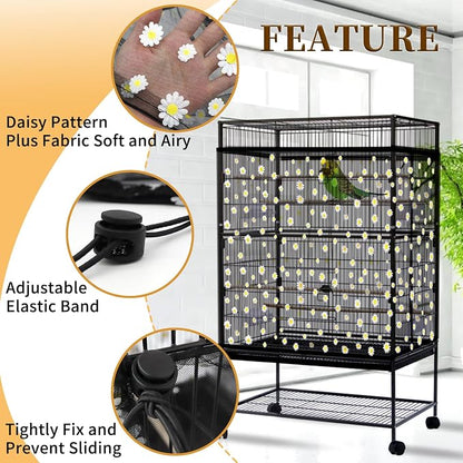 Daoeny Bird Cage Seed Catcher, Large Bird Cage Cover, Adjustable Soft Airy - Image 4