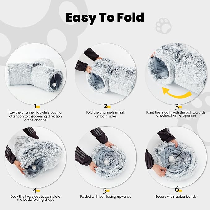 Tempcore Plush Cat Tunnel for Indoor Cats，Collapsible 3-Way Pet Tunnel Toy - Image 9