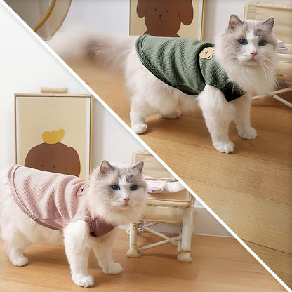 Waffle Knit Cat & Dog T Shirt for Small Dogs, Stretchable Puppy Shirt for - Image 6