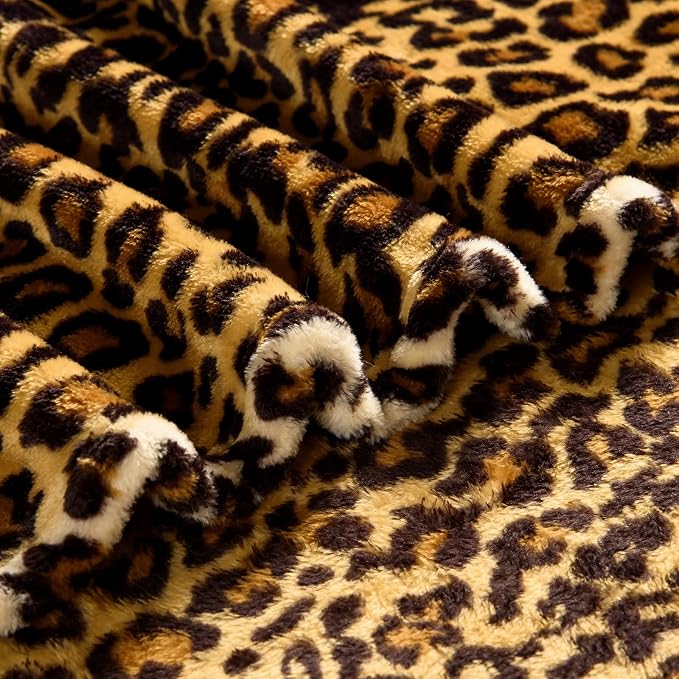 Bnuitland Leopard Print Fleece Flannel Throw Blanket, Super Soft 300 GSM Double - Image 4