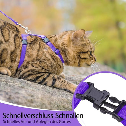 PUPTECK Adjustable Cat Harness and Leash Set Escape Proof Kitten Strap Collar - Image 3