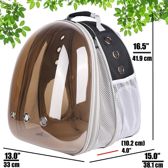 Front Expandable Cat Backpack Carrier, Fit up to 20 lbs, Polarized Tinted Brown - Image 2
