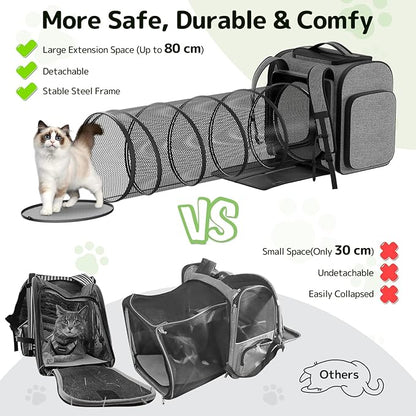 Cat Backpack with Detachable Play Tunnel, 2 in 1 Cat Tunnel Backpack Suitable - Image 3