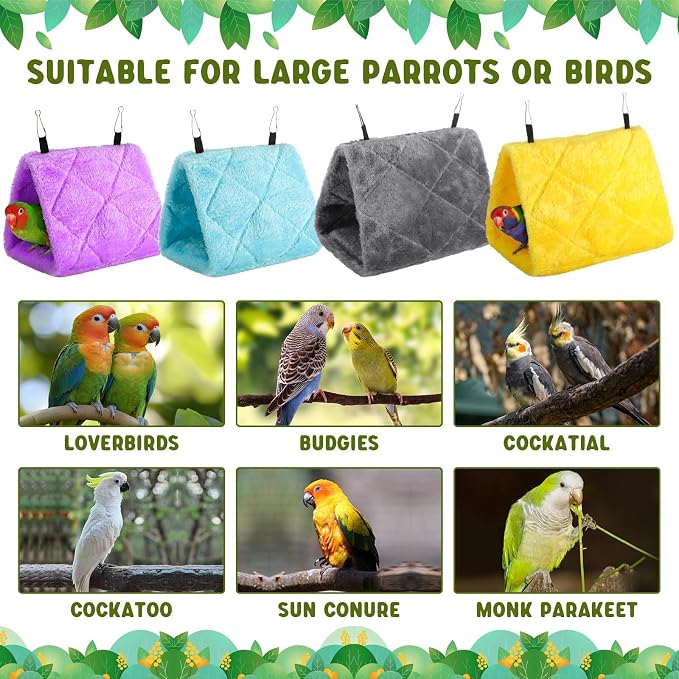 4 Pcs Winter Warm Bird Nest for Cage Plush Birds Hanging Snuggle Cave 6.7" and - Image 5