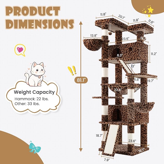 SHA CERLIN 81in Multi-Level Tall Cat Tree Tower - Image 2