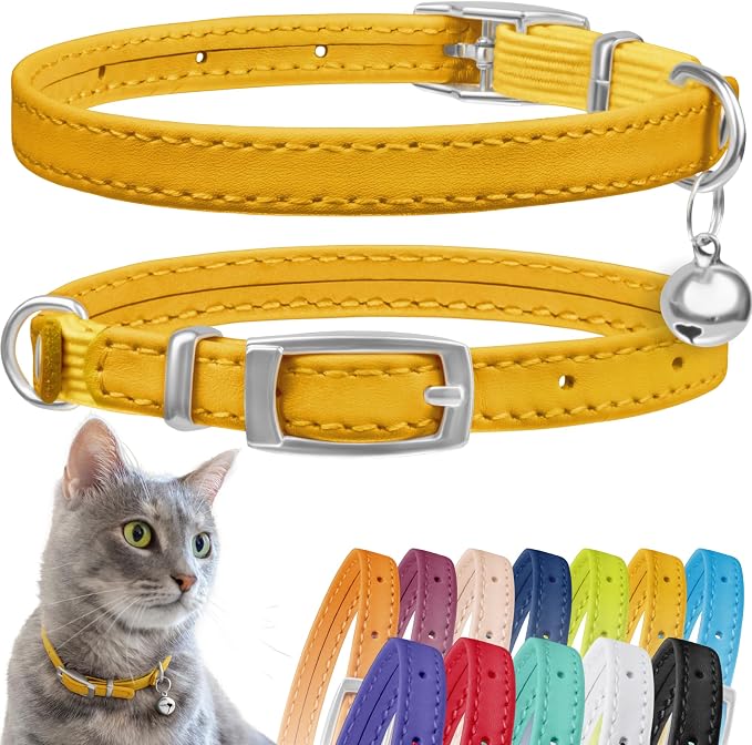 CollarDirect Leather Cat Collar, Cat Safety Collar by CollarDirect