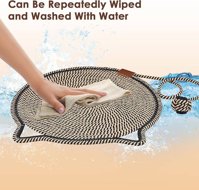 Cat Scratcher Mat, Natural Cotton Rope Cat Scratch Pad, 15.7'' Round Horizontal - Image 5