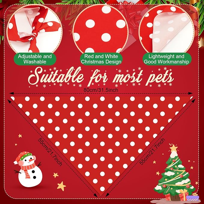 Abbylike 50 Pcs Valentines Day Dog Bandanas Bulk Red and White Polka Dots - Image 3