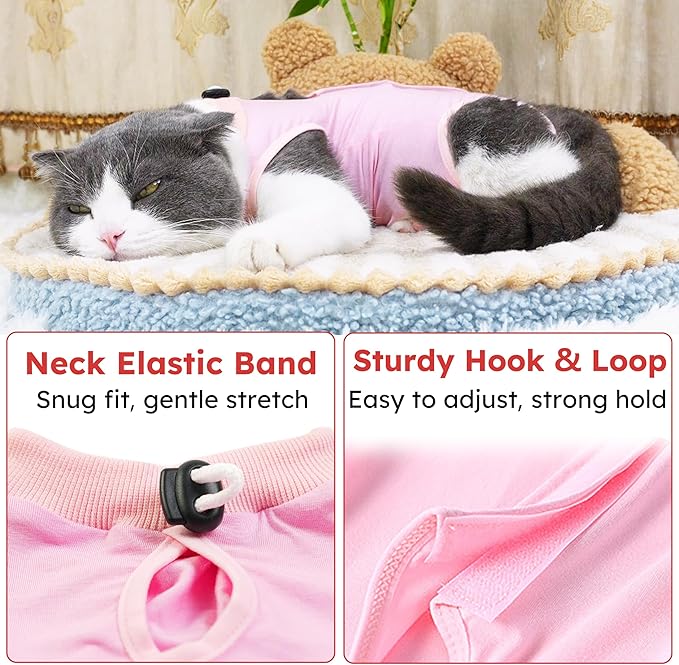 Cat Recovery Suit for Spay Abdominal Wounds, Kitten Onesie Bodysuit for Cats - Image 4