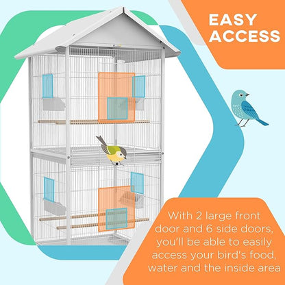 PawHut Wrought Metal Bird Cage Feeder - Image 4