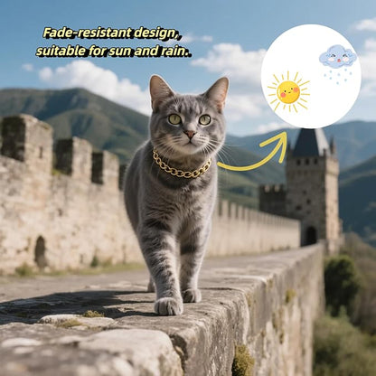 Gold Cat Chain Collar, Adjustable Cuban Link Necklace - Image 4