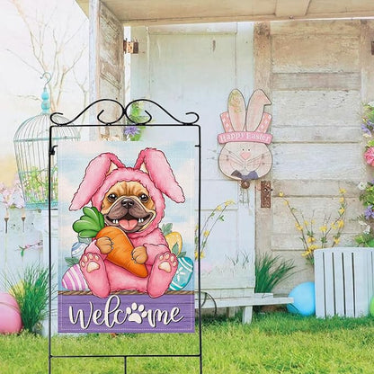 Artofy Welcome Easter Bunny Dog Large Decorative House Flag, French Bulldog - Image 5