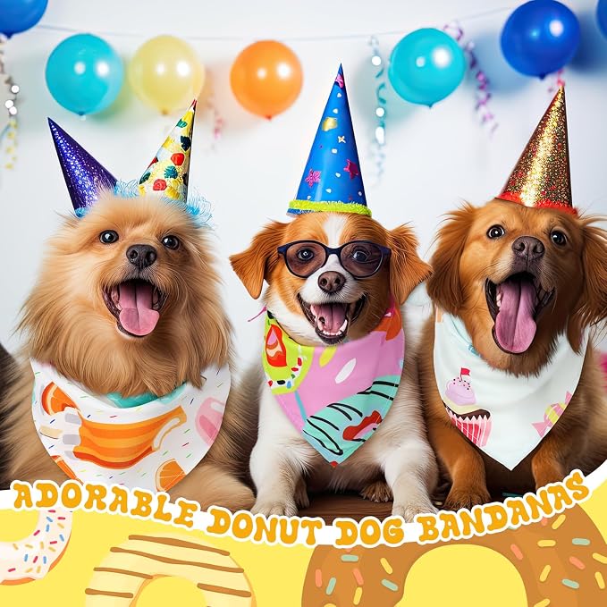 100 Pcs Donut Dog Bandanas Bulk Pet Bibs Colorful Triangle Scarf Donut Pet - Image 5