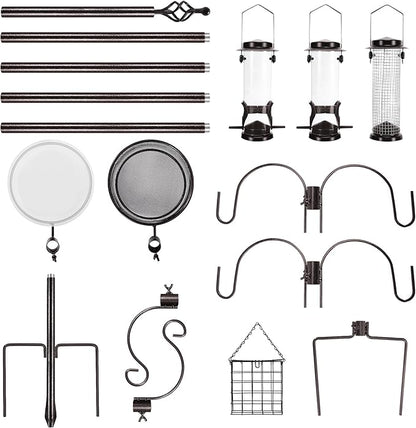 6-Hook Bird Feeding Station Kit, Wild Bird Feeder Stand Pole, Bird Bath and - Image 6