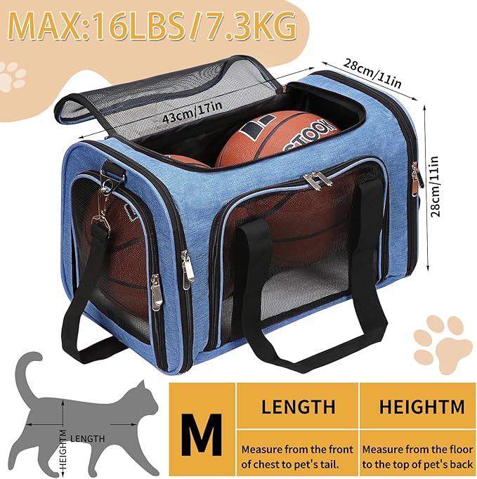 Soft-Sided Cat/Dog/Pet Carrier, Collapsible Pets Travel Carriers - Image 3