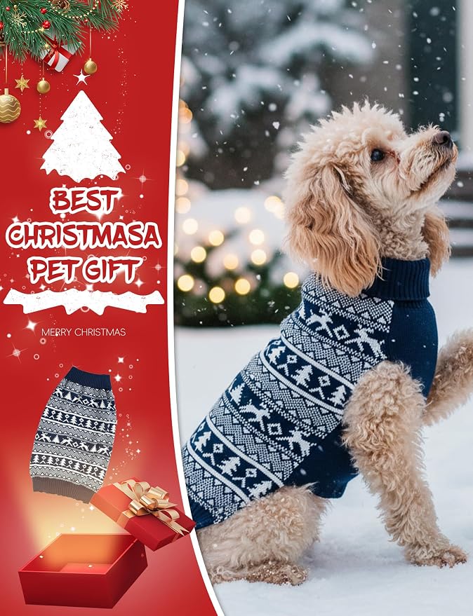 Dog Christmas Sweater, Soft Warm Pet Clothes Coat - Image 2