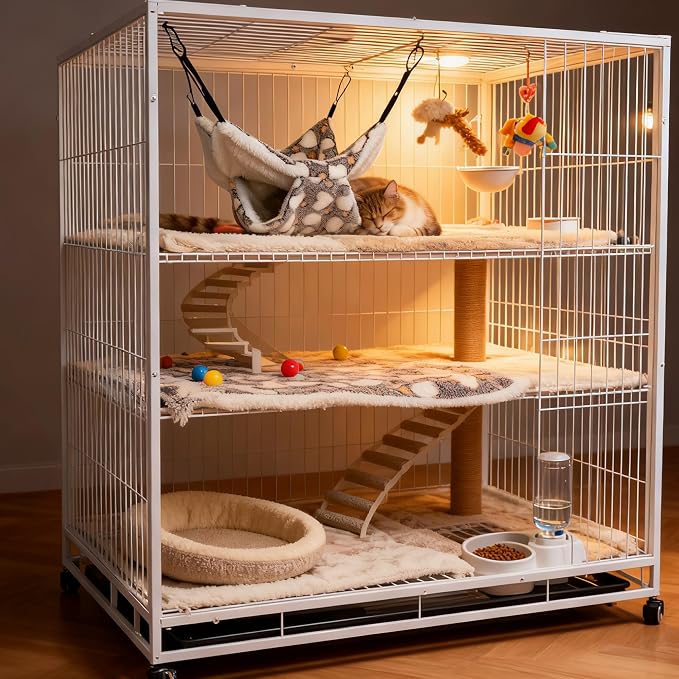 Cat Hammock for Cage, Soft Warm Hanging Bed for Kitten, Guinea Pig, Chinchilla - Image 2