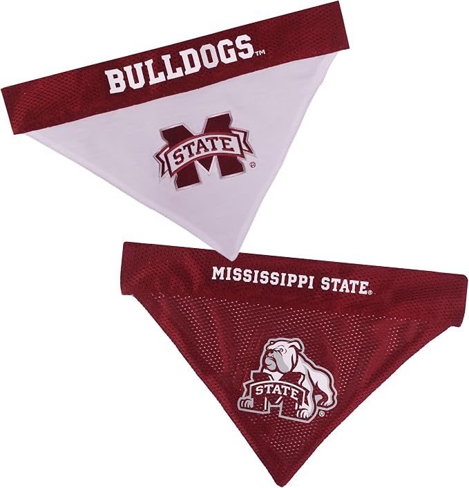 Pets First Collegiate Pet Accessories, Reversible Bandana, Mississippi State by PETSFIRST