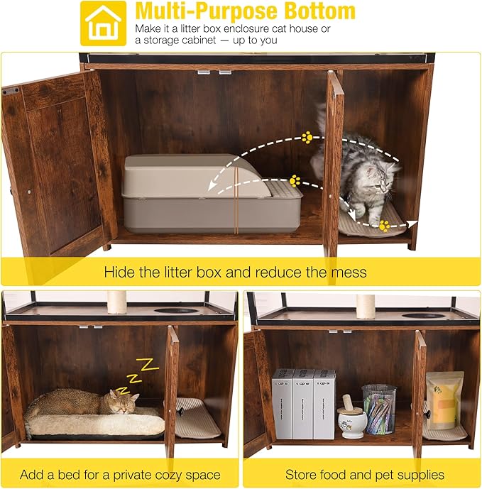 Aivituvin Cat Litter Box Enclosure, Litter Box Furniture Hidden, Wooden Cat - Image 4