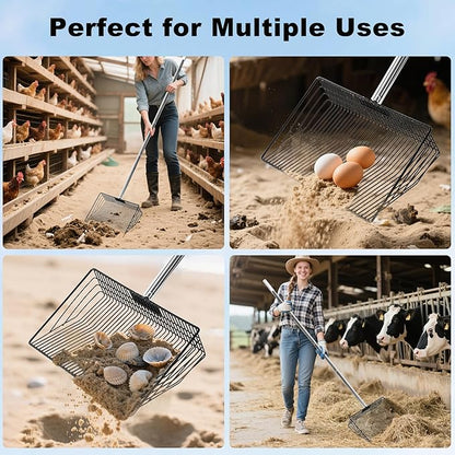 Chicken Poop Scooper & Rake 2-in-1, 304 Stainless Steel Shovel Head, Chicken - Image 4