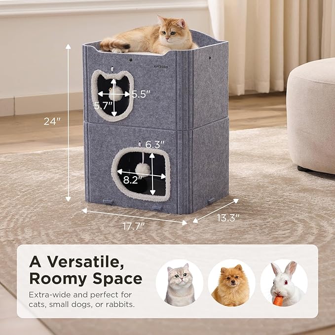 Joydeco Cat House for Indoor Cats, 2 Story Scratch Resistant Felt Cat Condo - Image 6