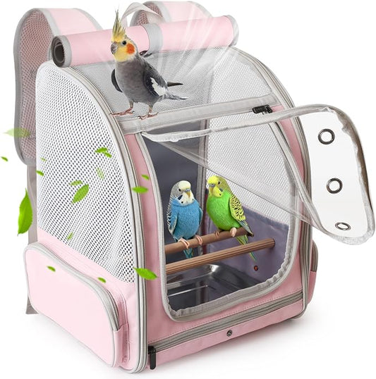 Parrot Carrier Backpack with Front Zipper Opening, Bird Travel Carrier Cage by halinfer