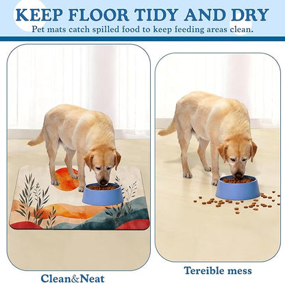 Boho Mountain Sun Pet Food Mat for Cats and Dogs–Christmas Stocking Absorbent - Image 5
