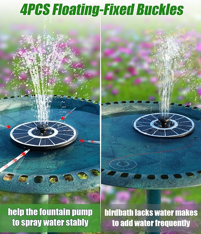 SZMP Solar Fountain Upgraded 100% Glass Panel, 3.5W Floating Solar Powered - Image 5