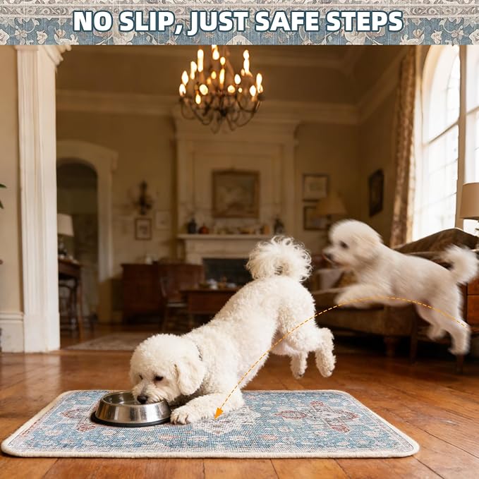 PUPTECK Dog Food Mat, Absorbent Pet Feeding Bowl Mat, Non-Slip Dog Mat - Image 6