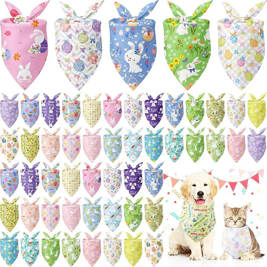 Kacctyen 50 Pcs Spring Easter Dog Bandanas Bulk Bandanas by Kacctyen
