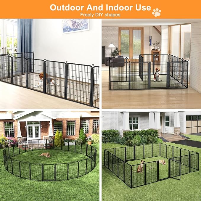 Wide Gate Dog Fence Outdoor Pens Outside, Portable Dog Play Pen 40" H 22 Panels - Image 4