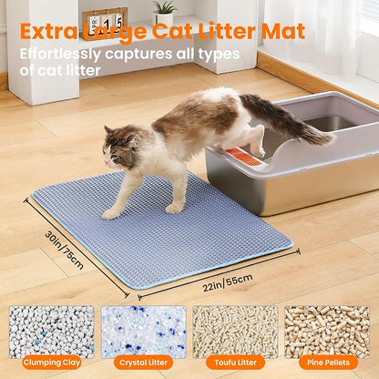 Extra Large Cat Litter Mat, 30x22 Inches Honeycomb Double Layer Cat Litter - Image 2