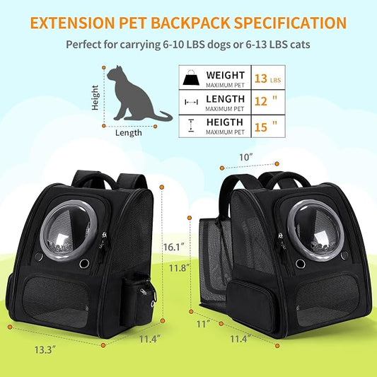 Dogs Backpack Carrier, Expandable Cat Carrier Backpack, Breathable Bubble Pet - Image 2