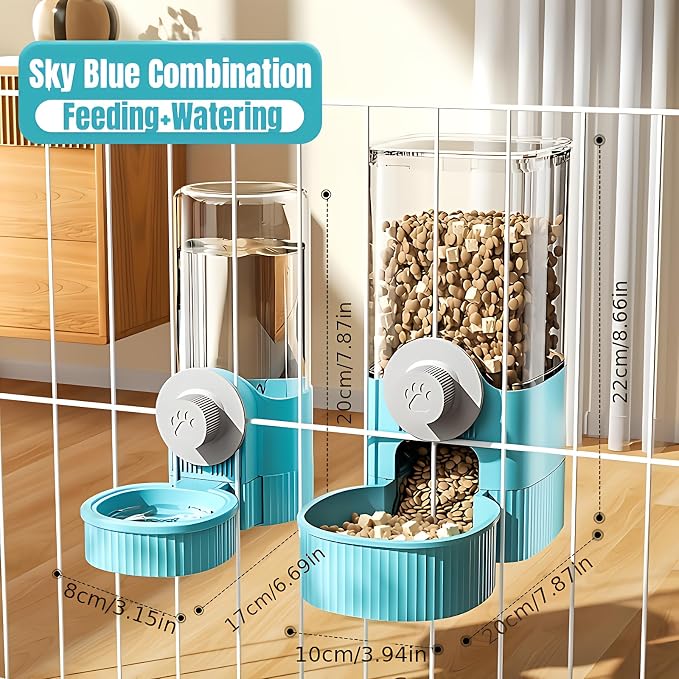 GPY Automatic Hanging Gravity Pet Feeder and Water Dispenser Set ，Automatic - Image 2