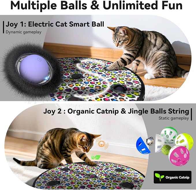 ORSDA Cat Toys for Indoor Cats, Interactive Activated Moving Ball in 7 Holes Mat - Image 3