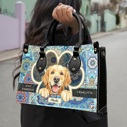 Personalized Pet Mom Leather Handbag – Custom Name Dog Cat Photo Purse - Image 2
