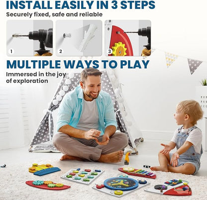 BlueWood Wooden Wall Busy Board Panels, Toddler Learning Activity Center - Image 5
