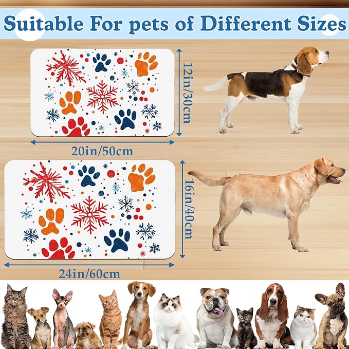 Chirstmas Snowflake Paw Pet Food Mat - Image 2