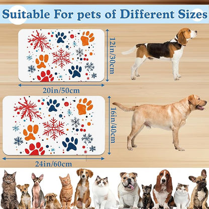 Chirstmas Snowflake Paw Pet Food Mat - Image 2