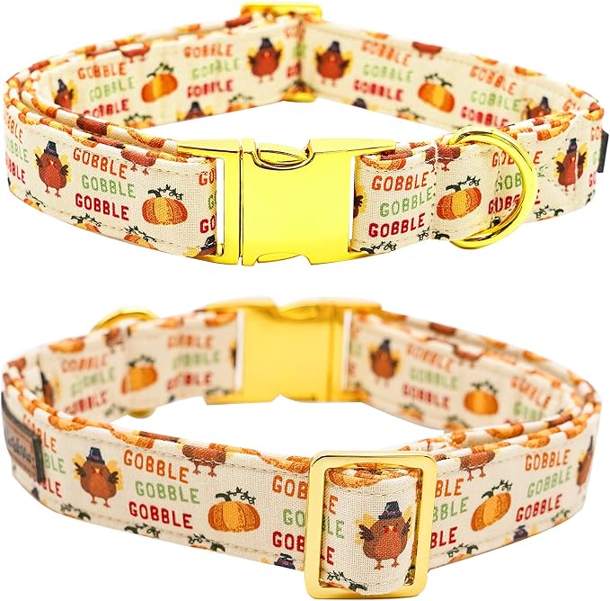 Dog Collar, Thanksgiving Turkey Pet Collar Bow Holiday Girl Boy Puppy Collar - Image 4