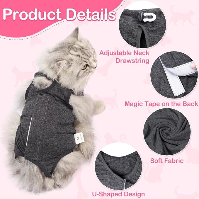 Cat Recovery Suit for Abdominal Wounds or Skin Diseases, Cat Onesie for Cats - Image 2