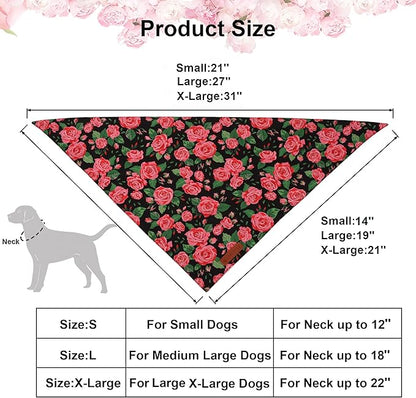ADOGGYGO Floral Dog Bandana 2 Pack, Reversible Red Pink Rose Pet Scarf Bib - Image 4